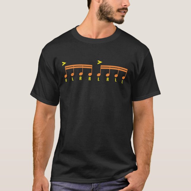 Paradiddle Drummer Sheet Music Drumming T-Shirt (Front)