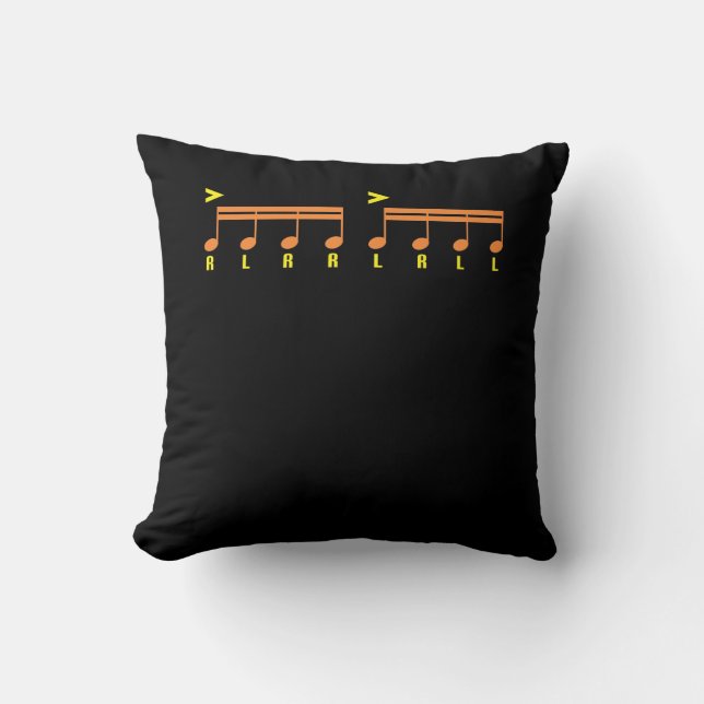 Paradiddle Drummer Sheet Music Drumming Throw Pillow (Front)