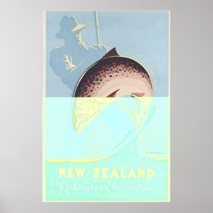 Paradis des pêcheurs de Nouvelle-Zélande Affiche d
