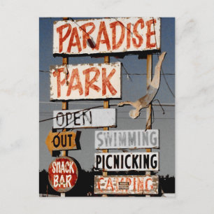 Paradise Amusement Park Retro Photo Postcard