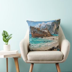 Paradise and Rust Throw Pillow