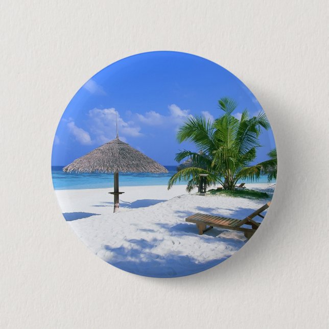Paradise beach 2 inch round button (Front)