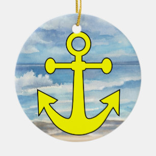 Paradise Beach Anchor Ceramic Ornament