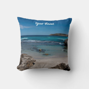 Paradise Beach Australia Landscape Photo Blue Throw Pillow