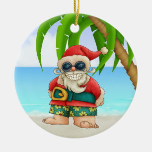 Paradise Beach Santa - SRF Ceramic Ornament