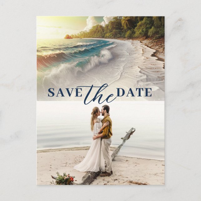 Paradise Beach Sunset Coastal Save the Date  Announcement Postcard (Front)