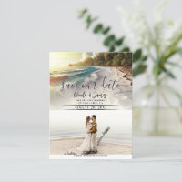 Paradise Beach Sunset Coastal Save the Date Photo