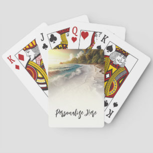 Paradise Beach Sunset Coastal Wedding Playing Cards