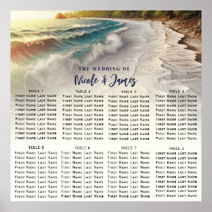 Paradise Beach Sunset Coastal Wedding Seating  Poster