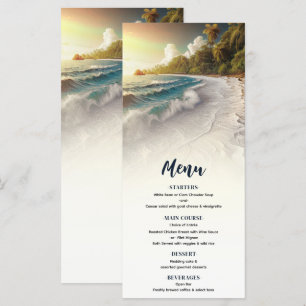 Paradise Beach Sunset Rustic Coastal Menu Mariage