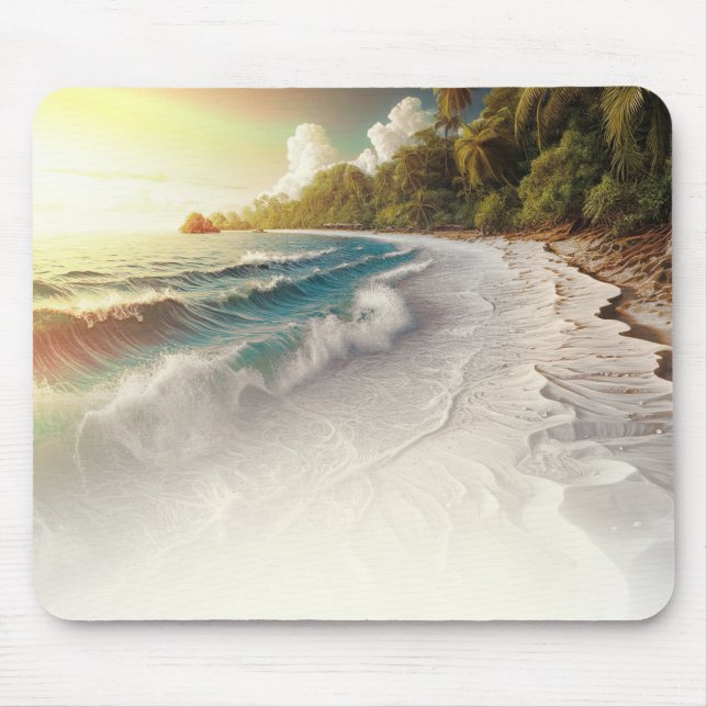 Paradise Beach Sunset Rustic Coastal Mouse Pad (Front)