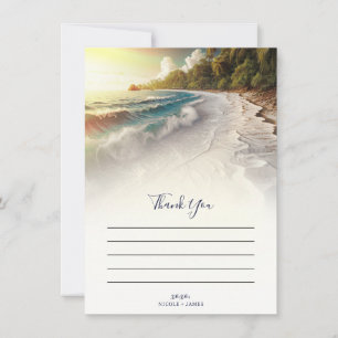 Paradise Beach Sunset Rustic Coastal Thank You Invitation