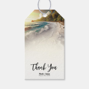 Paradise Beach Sunset Rustic Coastal Wedding Gift Tags