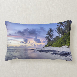 Paradise Beach Tropical Sand Palm Trees Lumbar Pillow