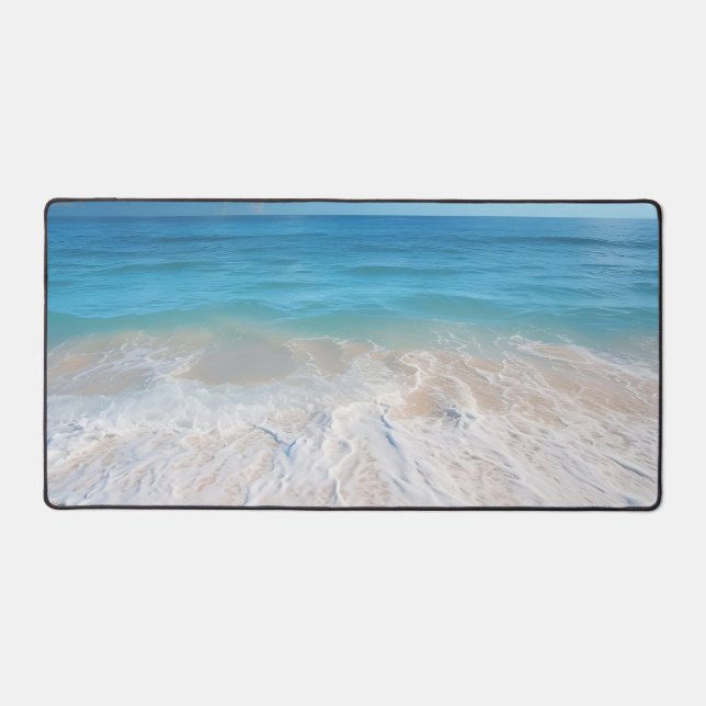 Paradise beach waves scene ocean sand island desk mat (Front)