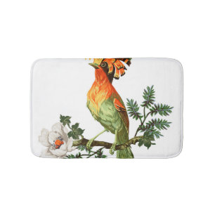 Paradise Birds: Exotic Floral Background Bath Mat