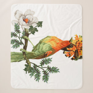 Paradise Birds: Exotic Floral Background Sherpa Blanket