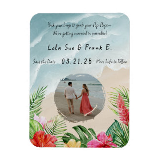 Paradise Blooms Mariage Enregistrer la date Magnet