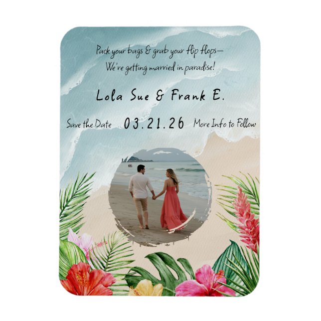 Paradise Blooms Mariage Enregistrer la date Magnet (Vertical)