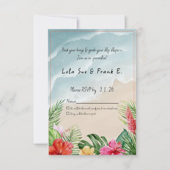 Paradise Blooms Wedding Response Card (Front)