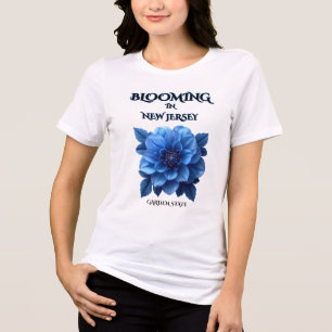 PARADISE BLUE DAHLIA WHITE FLORAL SPRING WOMEN'S Tri-Blend SHIRT