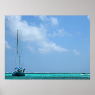 paradise boat scene poster