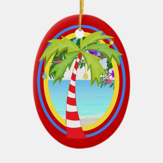 Paradise Christmas Tree Ceramic Ornament (Front)