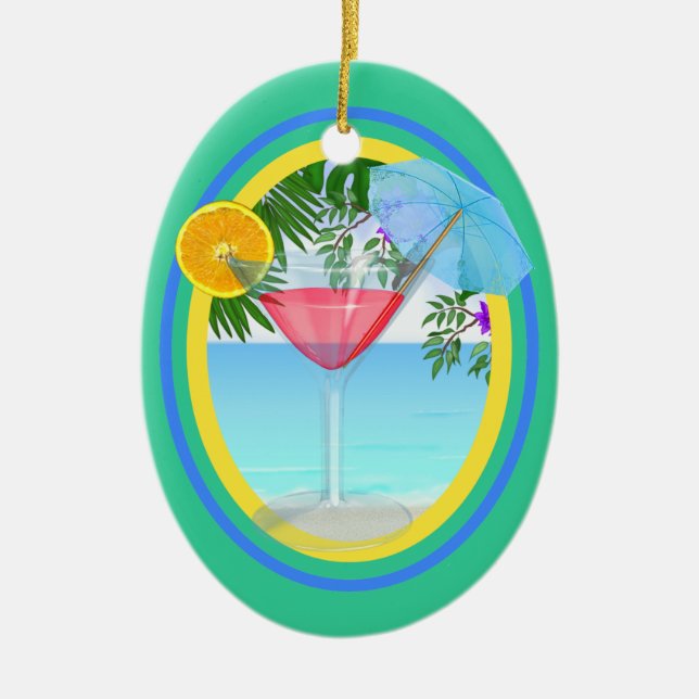 Paradise Cocktail Ceramic Ornament (Front)