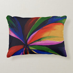 Paradise Colourful Rainbow Abstract Flower Art Accent Pillow