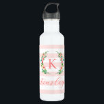 Paradise Floral and Stripes Monogram 710 Ml Water Bottle<br><div class="desc">This fun trendy design features a blush pink and white striped background with colourful floral wreath. Personalize the design with your name and monogram or other text. Use the design tools to choose any background colour, edit the text fonts and colours or upload your own photos to create a unique...</div>