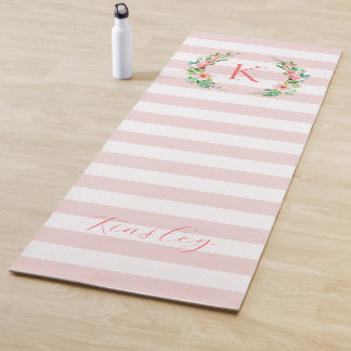 Paradise Floral and Stripes Monogram Yoga Mat