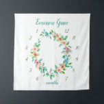 Paradise Floral Baby Girl Monthly Milestone Photo Tapestry<br><div class="desc">Capture your baby's monthly milestone photos with a beautiful personalized photo backdrop. A watercolor botanical floral wreath in bright tropical colours frames your baby girl as she grows. Personalize the design with baby's name monogram or other text. For monthly photos, mark each number with a small picture frame or other...</div>