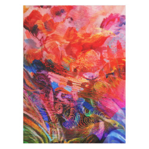 Paradise Floral Bird Phoenix Rising Flame Art Tablecloth