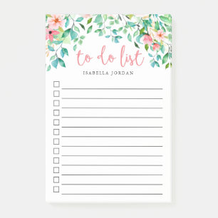 Paradise Floral Monogrammed Lined To-Do List Post-it Notes