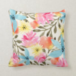 Paradise Floral Print Throw Pillow<br><div class="desc">Hand painted tropical floral design by Shelby Allison.</div>