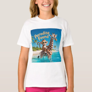 Paradise Found, Monkey Riding Giraffe in the Ocean T-Shirt