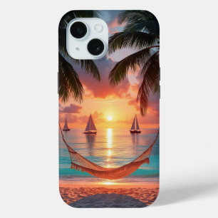 Paradise Found: Sunset Sails and Swaying Palms iPhone 15 Case