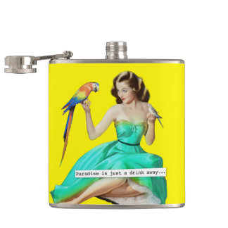 Paradise is Just a Drink Away Hip Flask