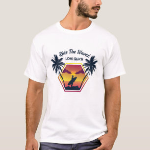 Paradise Is on Sea Hawaii Retro Surf Sunset Beach T-Shirt