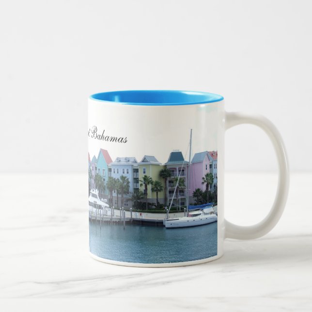 Paradise Island Bahamas Colourful Buildings Two-Tone Coffee Mug (Right)