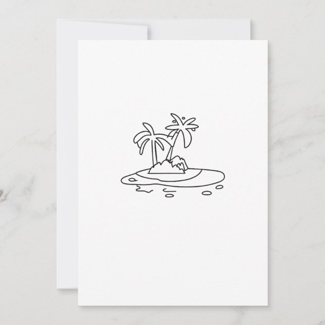 Paradise Island gift, line drawing Invitation (Front)