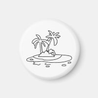 Paradise Island magnet, line drawing