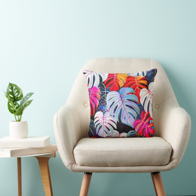 Paradise Jungle Tropical Foliage Throw Pillow (Chair)