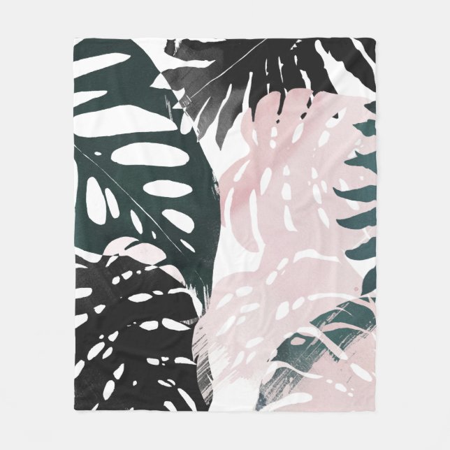 Paradise Palm Fronds Fleece Blanket (Front)