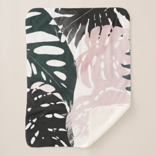 Paradise Palm Fronds Sherpa Blanket