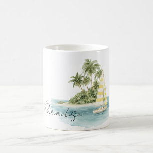 Paradise Palm Trees Island Boat Coffee Mug