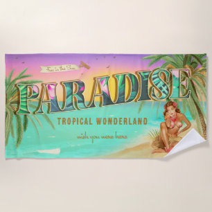 Paradise Postcard Style Fun in the Sun  Towel