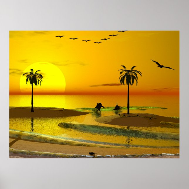 Paradise Shore Sunset Poster (Front)