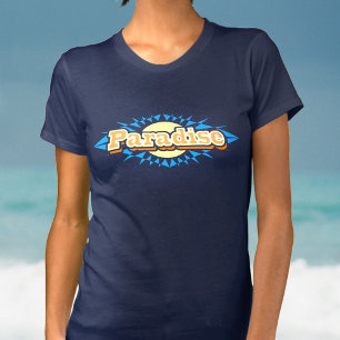 Paradise sunshine yellow blue ladies t-shirt