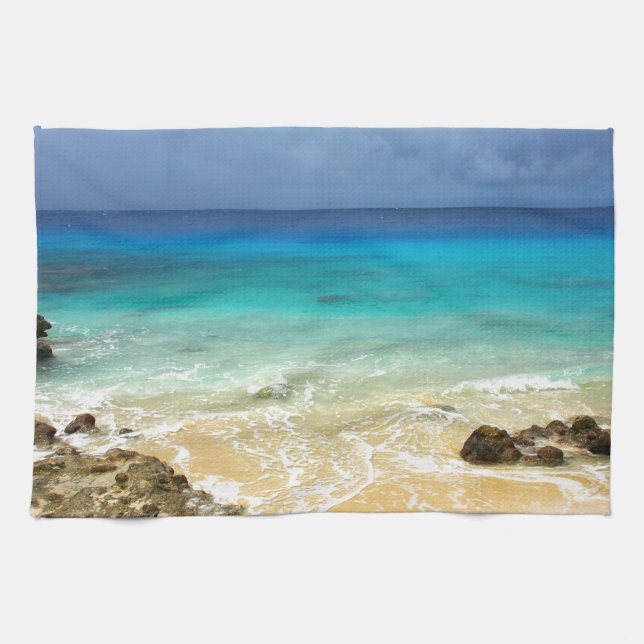 Paradise tropical island beach kitchen towel (Horizontal)